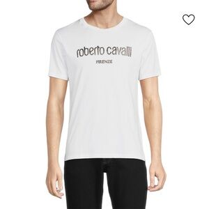 Roberto Cavalli Sport mens logo‎ studded tee large white